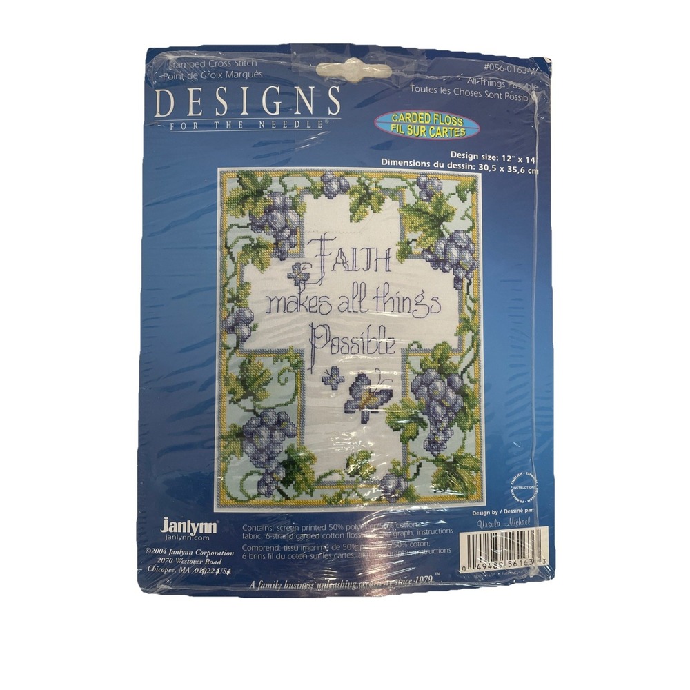Janlynn Stamped Cross Stitch Kit 056-0163 Faith Makes All Things Possible New